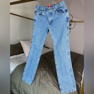 Wrangler Blue Denim Jeans Slim Fit Jeans Size 30x34 Iconic Western Cool Vintage